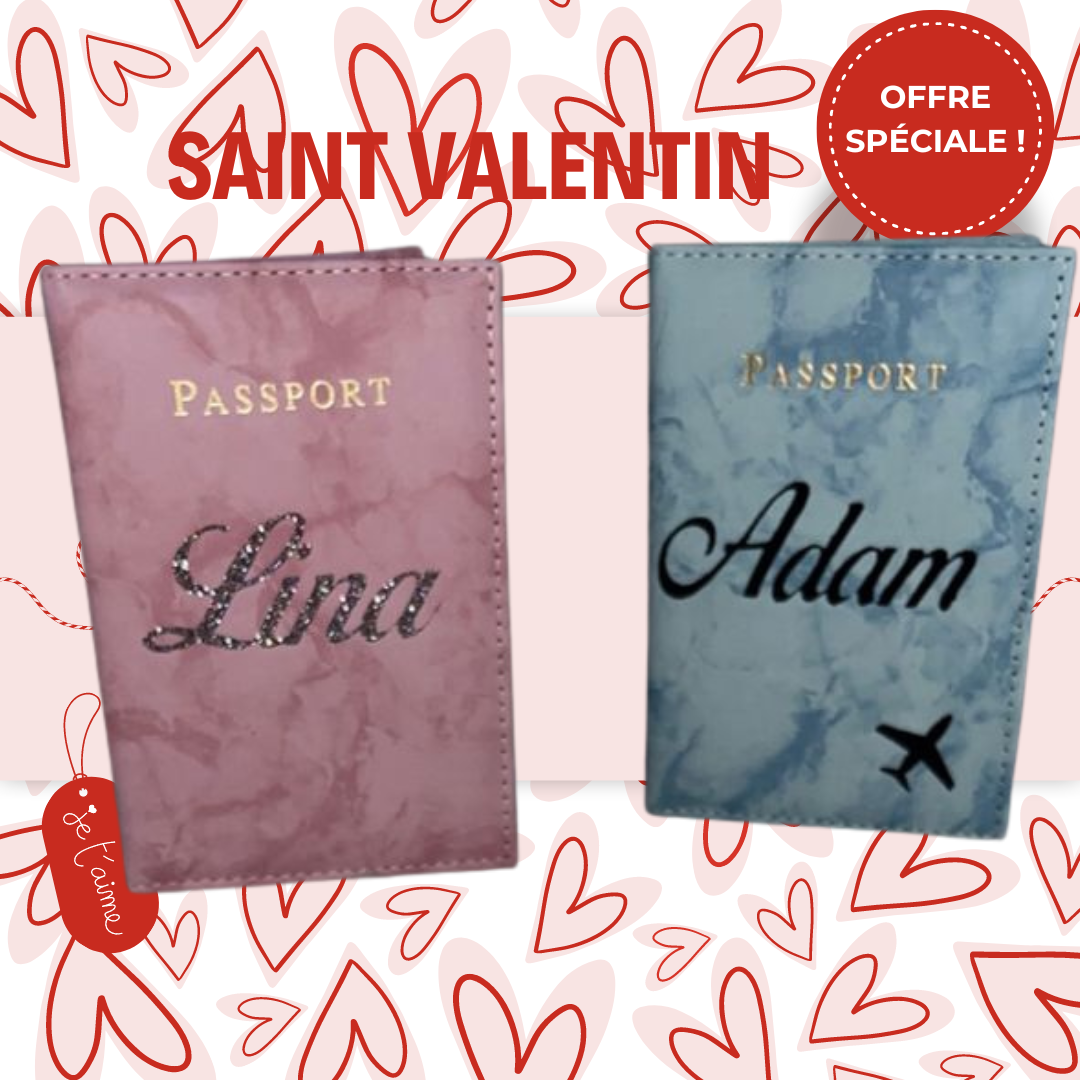 PROTÈGE PASSEPORT COUPLE PERSONNALISÉ